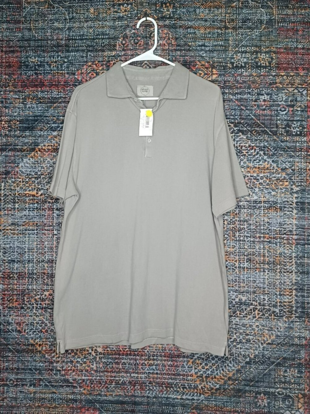 Milano Borromed STAMP mens solid gray mesh polo shirt XL NWT